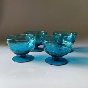 Set of 4 MCM Sherbets Vintage Midcentury Glass CRINKLE by Morgantown Glass
