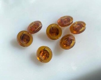 Vintage Czech Glass Buttons -- 1/2" Root Beer Brown Circles (6)