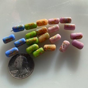 Vintage Japanese Glass Beads -- 7 by 12 mm Millefiori Tubes (4)