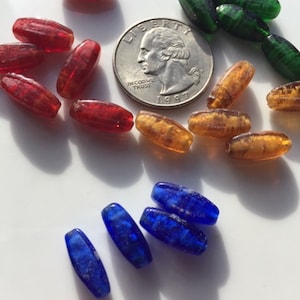 Vintage japanische Glasperlen, 5 x 12 mm Röhren (8)