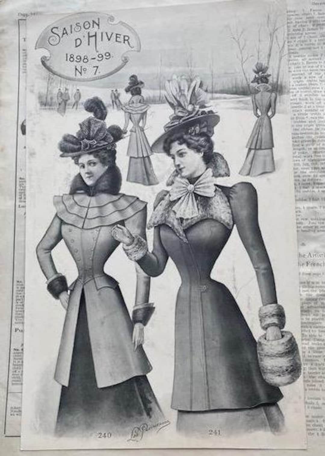 後期ビクトリア朝ファッション プレート イラスト 1890 年代 「パリの