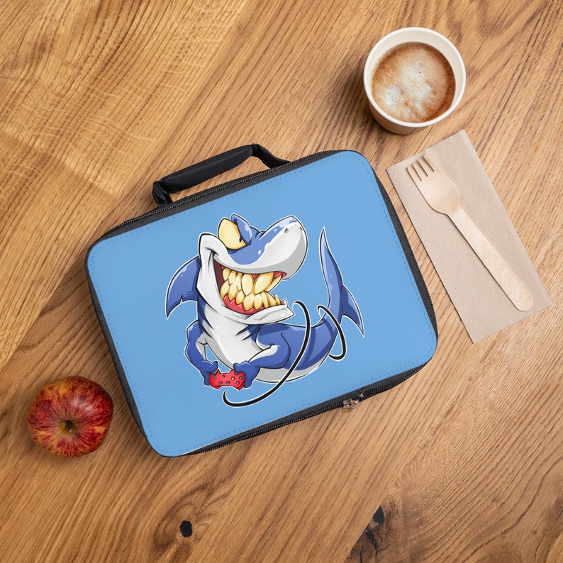 Gamer Lunch Bag, Gamer Shark Lunch Box, Back to School Lunch Box, Gift