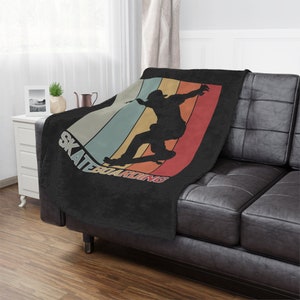 Skateboarding Blanket, Gift for him, Gift for Skateboarder, Minky Blanket