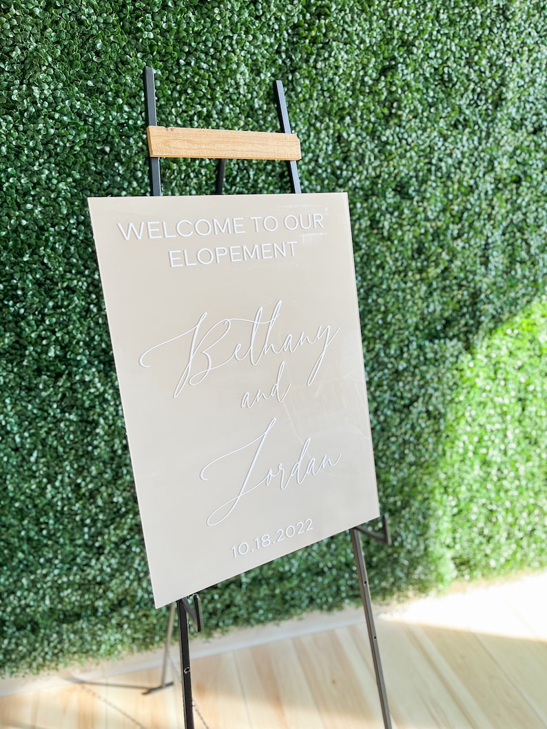 Elopement Welcome Sign|18 by 24 Acrylic Elopement Sign|Acrylic Wedding Welcome Sign|Clear Acrylic Wedding Sign| Customized Wedding Sign
