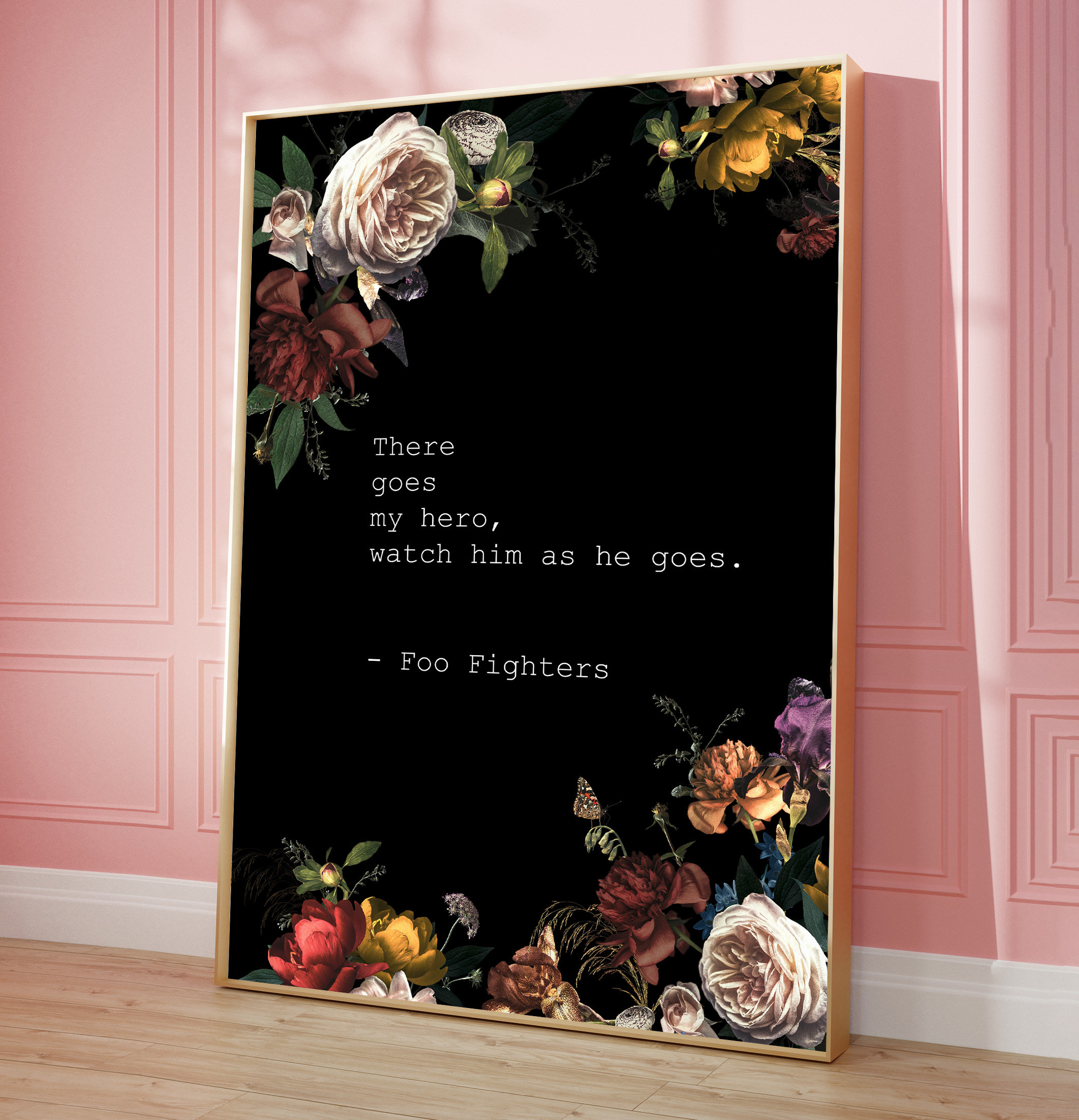 Foo Fighters My Hero Vintage Script Song Lyric Music Wall Art Print