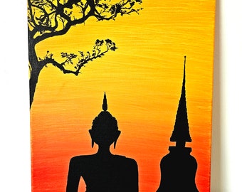 Buddha - Unikat - Mixed Media Acryl gemalt