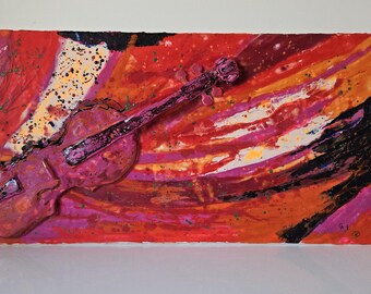 Geige - handgemalt - Enkaustik und Modellierung