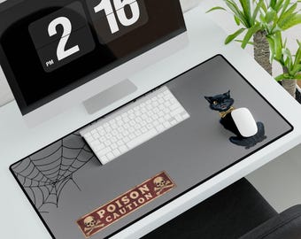 Black Cat Desk Mat: Fun Halloween Home Office Decor