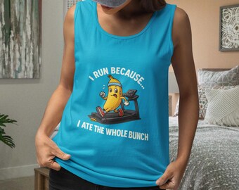I Run Funny Banana Women's Activewear Cotton Tank Top for Workout or Casual Wear
