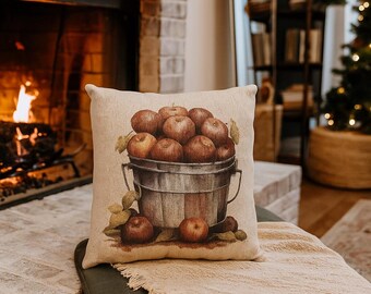 Apple Basket Decorative Woven Throw Pillow for Bold and Cozy Spaces