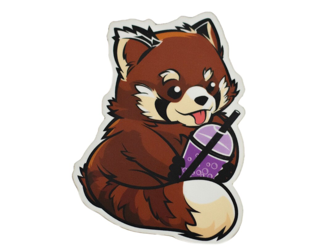 Cute Boba Tea Red Panda Stickers | Kawaii Stickers | Stickers for ...