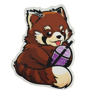 Cute Boba Tea Red Panda Stickers | Kawaii Stickers | Stickers for laptop, journal, notebooks