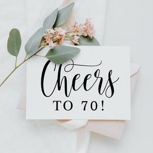 À vos 70 ans, Panneaux d'anniversaire minimalistes modernes, Imprimables d'anniversaire, Signalisation de table d'anniversaire, Téléchargement instantané, Carte-cadeau d'anniversaire de grand-mère