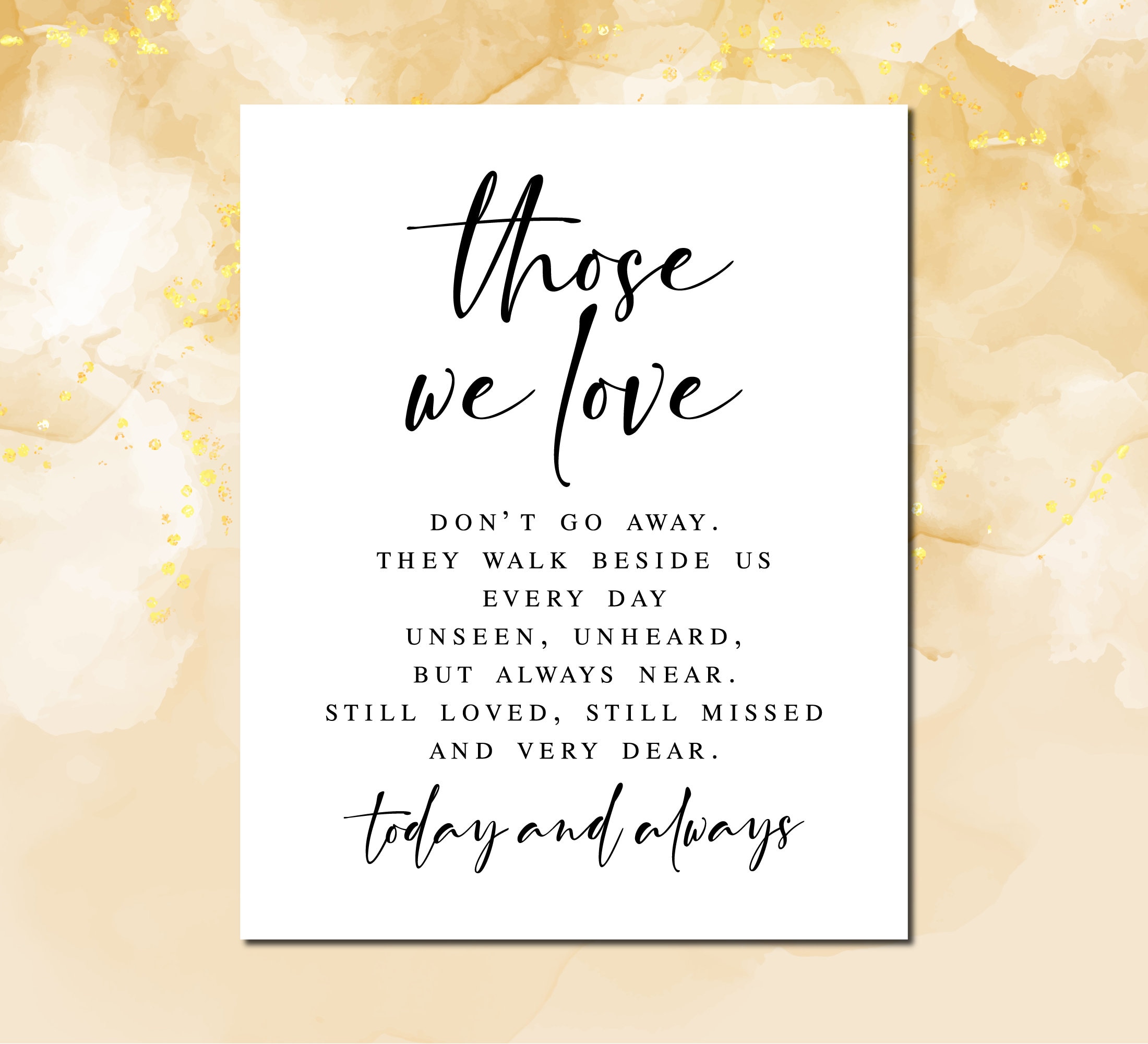 Memorial Sign: Those We Love, Funeral Poem (PDF & JPG)