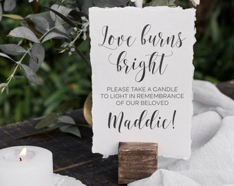 Funeral Candle Sign: Memorial Table Decor (Digital Print)