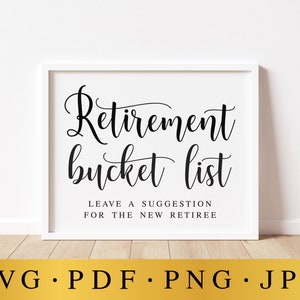 Retirement Bucket List Sign: Guestbook Poster (Digital Download)