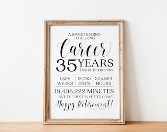 35 Years Retirement Gift, Coworker Retirement Gift, Retirement Gift Sign, Retirement Quotes, Retirement Sayings, Retirement Party Signs