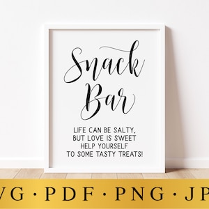 Snack Bar Wedding Sign: Salty & Sweet Quote (SVG Digital Download)