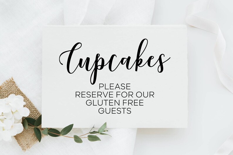 Please Reseve Cupcake Bar Sign, Gluten Free Cupcakes, Minimalist Wedding SVG Sign ...
