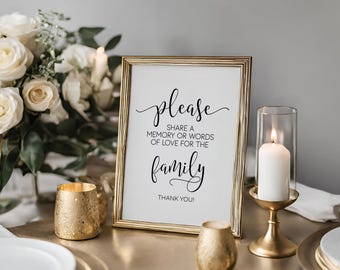 Memorial Service Sign: Share a Memory, Funeral Decor (Digital Download)