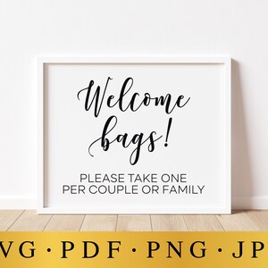 Wedding Welcome Bags Sign: Minimalist Script (Digital Download)