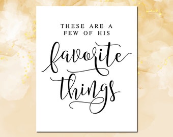 Funeral Food Table Sign: A Few Of His Favorite Things (Digital Download)