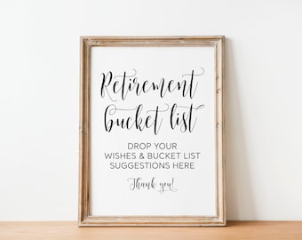 Retirement Bucket List Sign: Party Decoration (PDF & JPG)