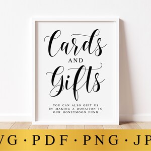 Cards and Gifts Wedding Sign: Elegant Calligraphy (Digital Download)