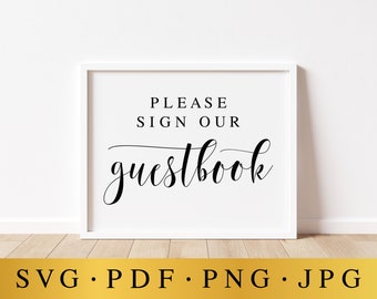 Hochzeits-Gästebuch-Zeichen: Elegante Kalligraphie (Digitaler Download)