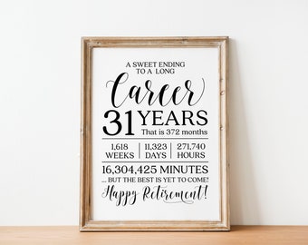 31 Year Career Retirement Sign: Printable Quote (PDF & JPG)