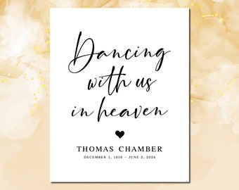 Memorial Service Sign: 'Dancing With Us In Heaven' Printable (PDF & JPG)