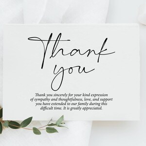 Funeral Thank You Sign, Celebration Of Life Printables, Funeral Thank You Card, Instant Download, In Loving Memory, Thank You For Support