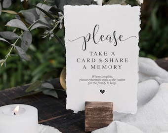Funeral Guestbook Sign: Share A Memory Cards (Digital Download)