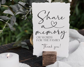Memorial Sign: Share A Memory, Funeral Decor (PDF & JPG)