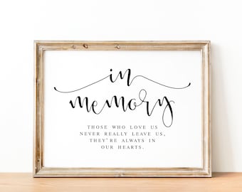 In Memory Sign: Memorial Table Decor (Digital Download)