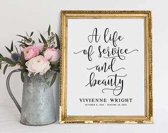 Funeral Memory Table Sign: Minimalist Memorial Decor (Digital Download)