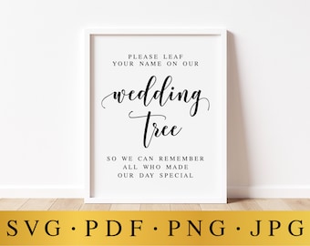 Wedding Tree Guest Book Sign: Leaf Names (Digital Download)