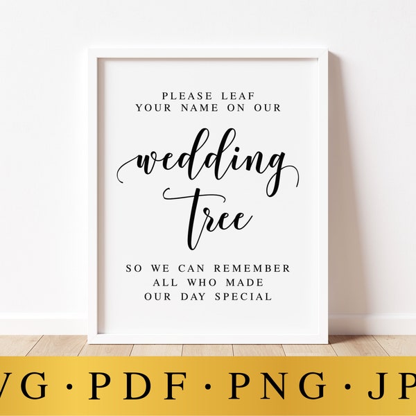 Please Leaf Your Name On Our Wedding Tree, Wedding Signs, Wedding Decor, Guest Tree Sign, Tree Guestbook Sing, Wedding Guest Book Sign