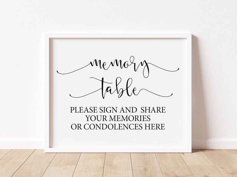 Minimalist Memory Table Sign, Please Sign and Share Your Memories ...