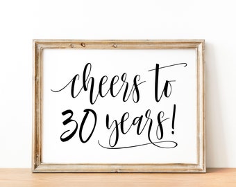 Letrero "Saludos por los 30 años": Decoración para fiesta de cumpleaños (Descarga digital)