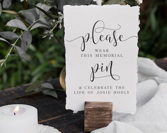 Memorial Pin Sign: Modern Funeral Printable (PDF & JPG)