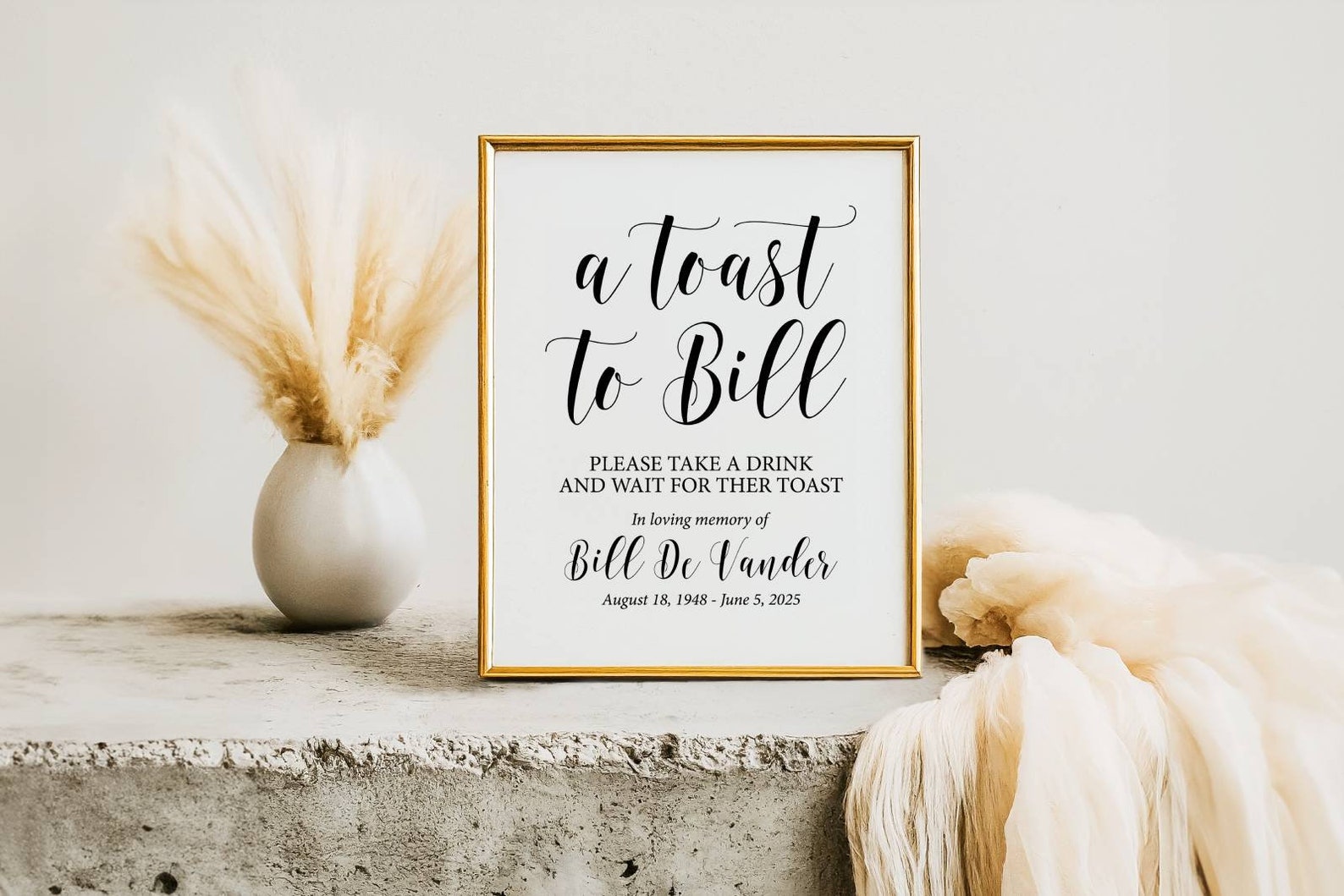 Toast Signs Memorial Toast Sign: Funeral Service Decor (digital Download) - Etsy