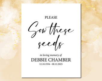 Memorial Seed Favors Sign: Modern Funeral Keepsake (Digital Download)