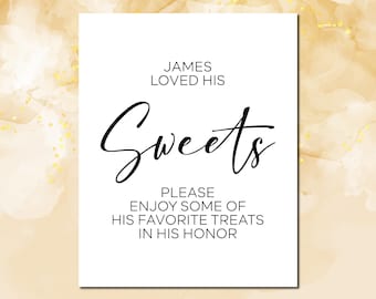 Memorial Sweets Sign: Modern Funeral Dessert Bar Printable (PDF & JPG)
