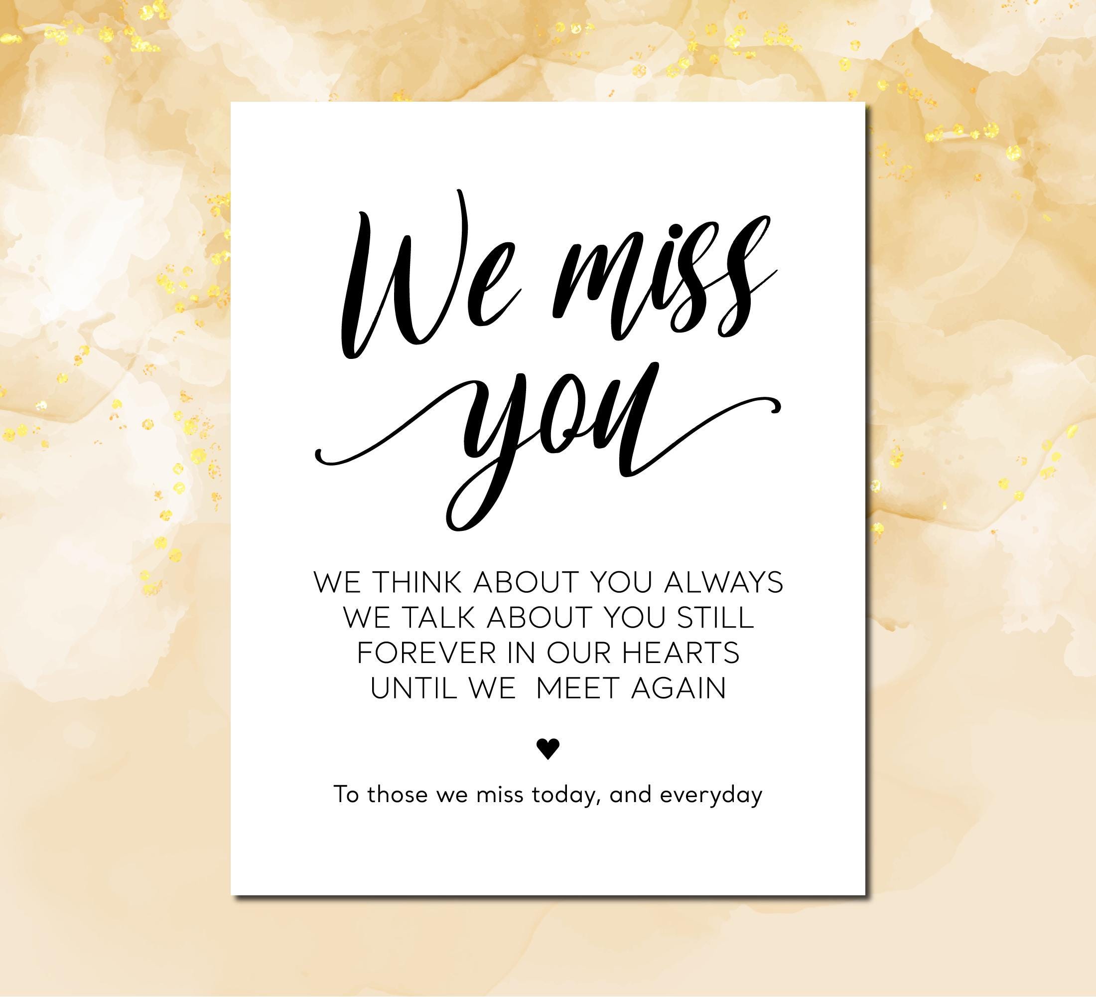 Memorial Sign: Funeral Quotes, 'We Miss You' (Printable Digital Download), image size:2200x2000