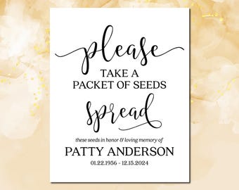 Minimalist Funeral Sign: 'Take A Packet Of Seeds' (Digital Download)