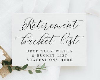 Retirement Bucket List Sign: Modern Minimalist Party Printables (PDF & JPG)