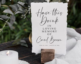 Memorial Drink Sign: Celebration of Life Signage (Digital Download)