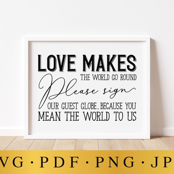 Love Makes The World Go Round, Please Sign Our Guest Globe, Wedding Signs, Globe Guestbook Sign, Guest Book Sign, Wedding Reception Signs