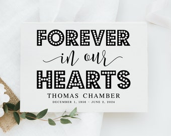Memorial Sign: Forever In Our Hearts Funeral Decor (Digital Download)